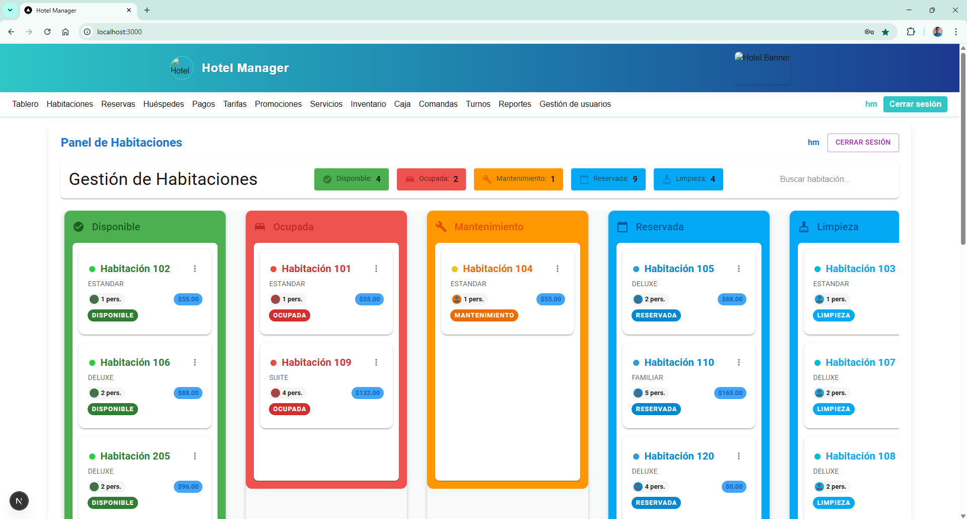 Sistema de Gestión Hotelera